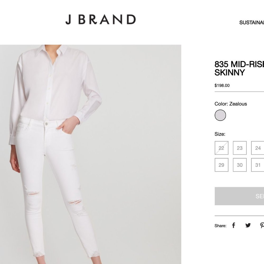 J brand white skinny jeans